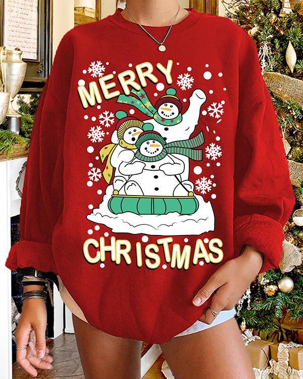 Christmas Print Pullover Women's Sweatshirt
