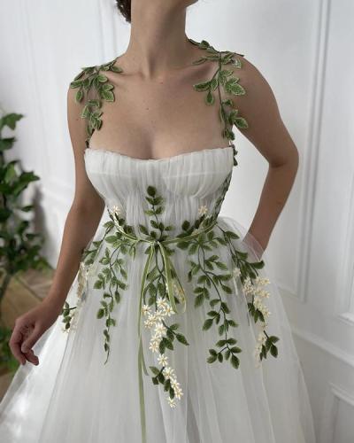 Pure White Tube Top Mesh Wedding Dress
