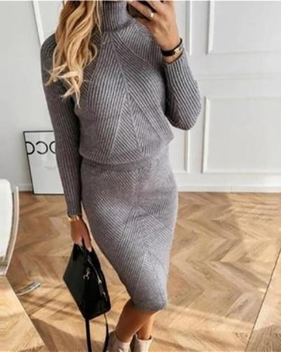 Women Casual  Comfortable Sweater And Skirt Set