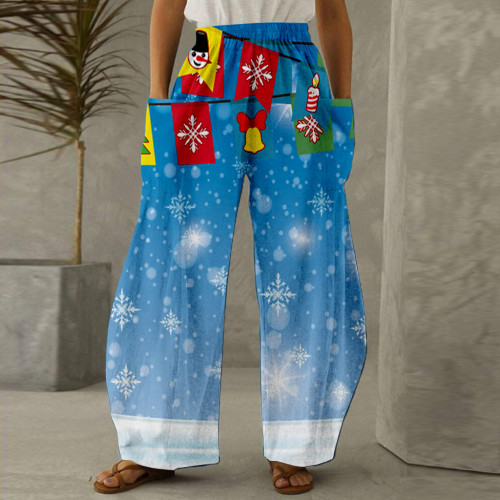 Christmas Series Printed Plus Size Casual Pants