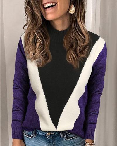 Casual Round Neck Pullover Knitted Sweater