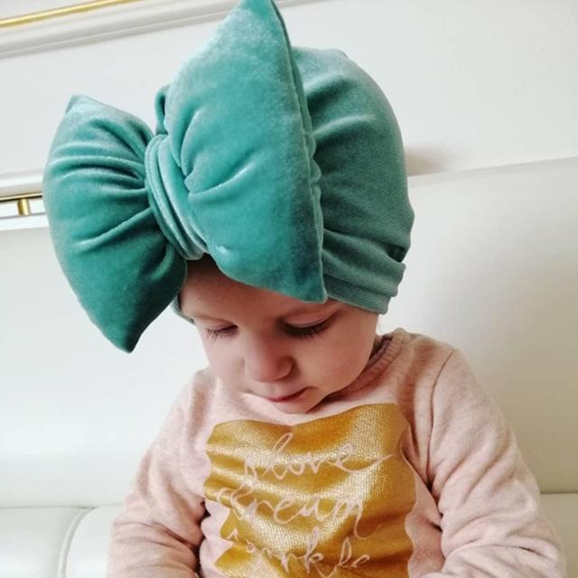Baby Gold Velvet Padded Cotton Bow Headband
