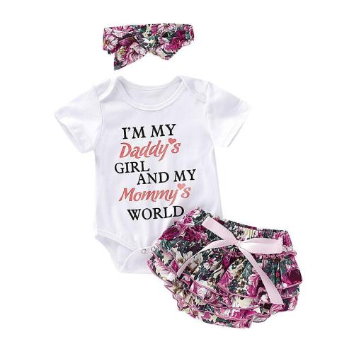 3-Piece Girl Top + Flower Skirt Set