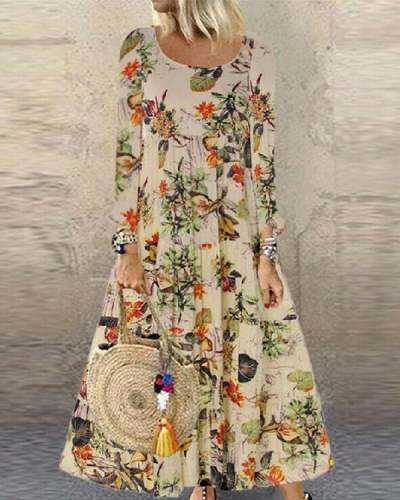 Floral 3D Print Long Dress