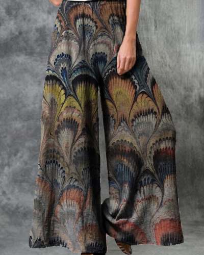Women's Print Vintage Casual Loose Pants S-5XL