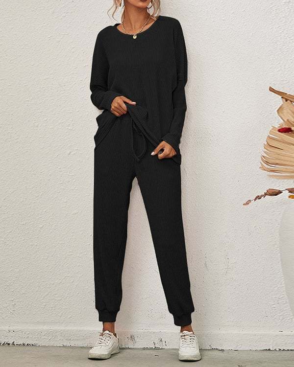 Women's Solid Long-sleeved Loose Casual Suit S-5XL