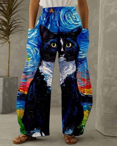 Cat Casual Loose Pants S-5XL