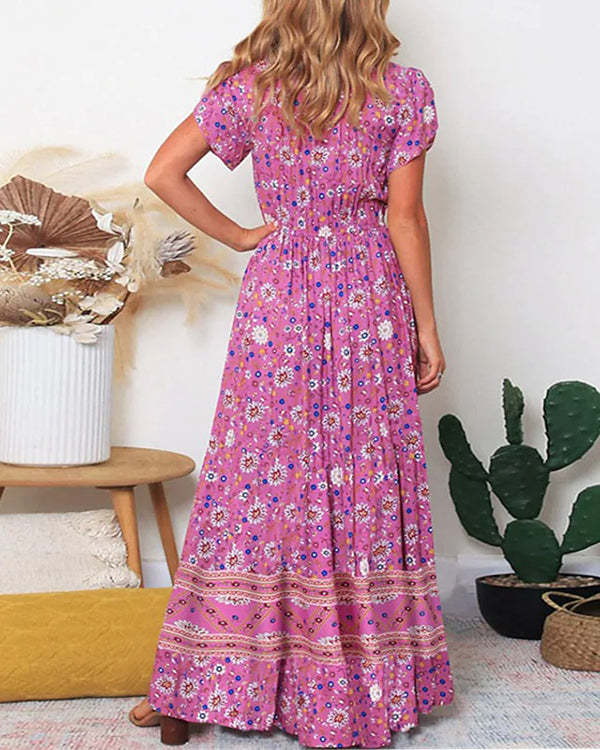 Casual Vintage Boho Print Dress