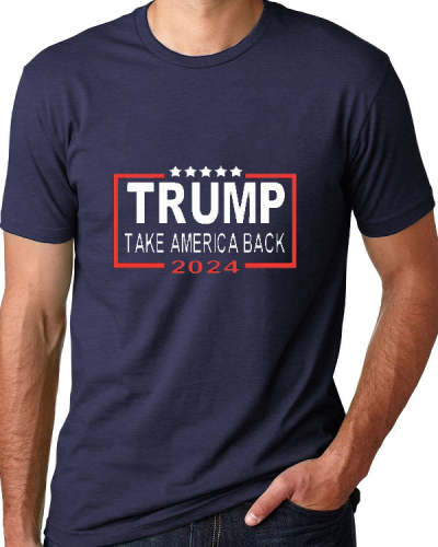 Men's TRUMP TAKE AMERICA BACK 2024 Print Casual Short Sleeve Printed T-Shirt