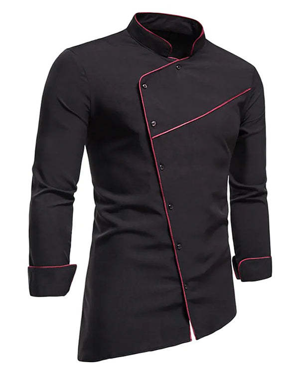 Men's Stand Collar Casual Patchwork Long Sleeve Top