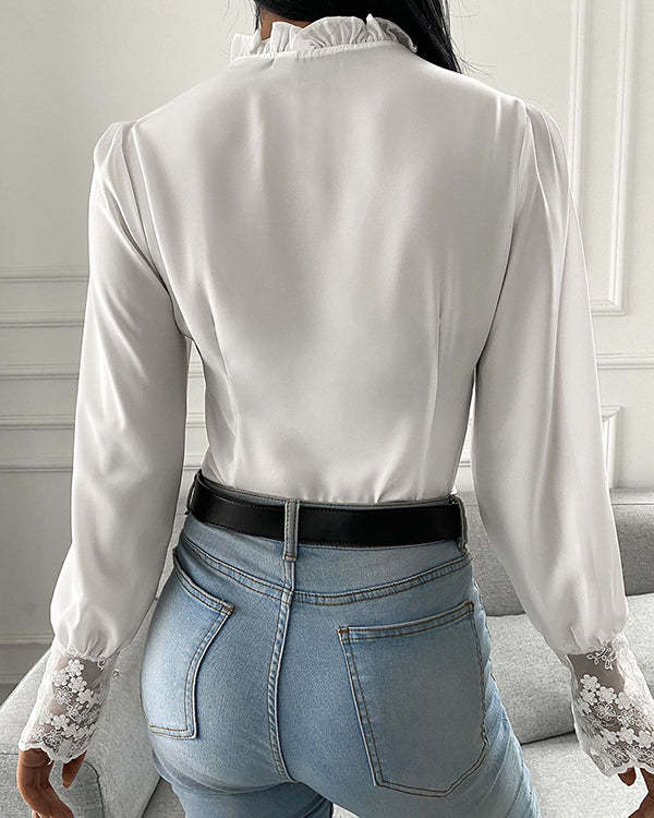 Elegant Lace Long Sleeve Shirt Top