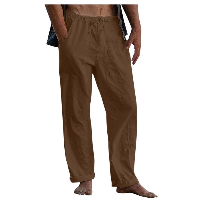 Men's linen beach casual loose-fitting pants