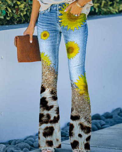Women's Floral Leopard Print Pants