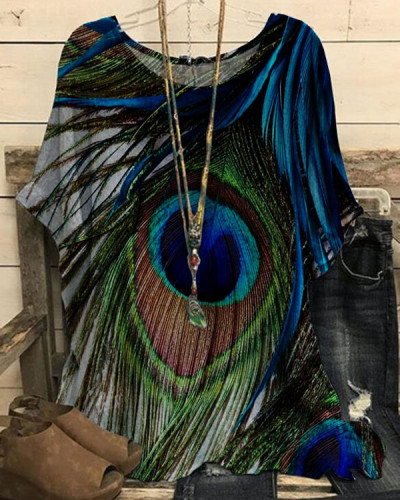 Women's Peacock Feather Loose Top