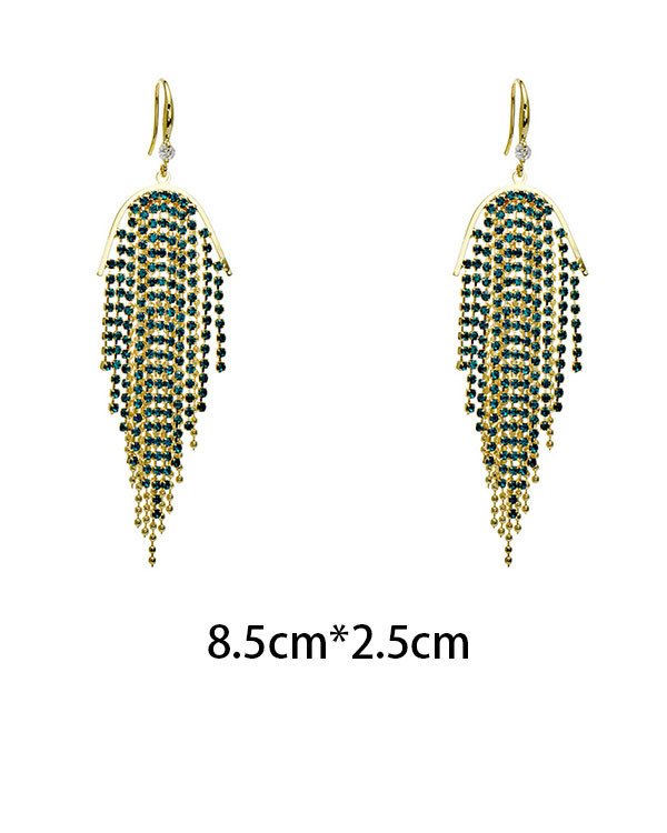 Peacock Blue Fringe Earrings