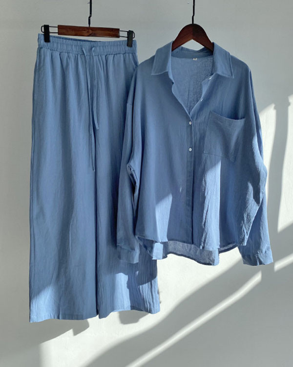 Linen Vintage Oversized Shirt Suits