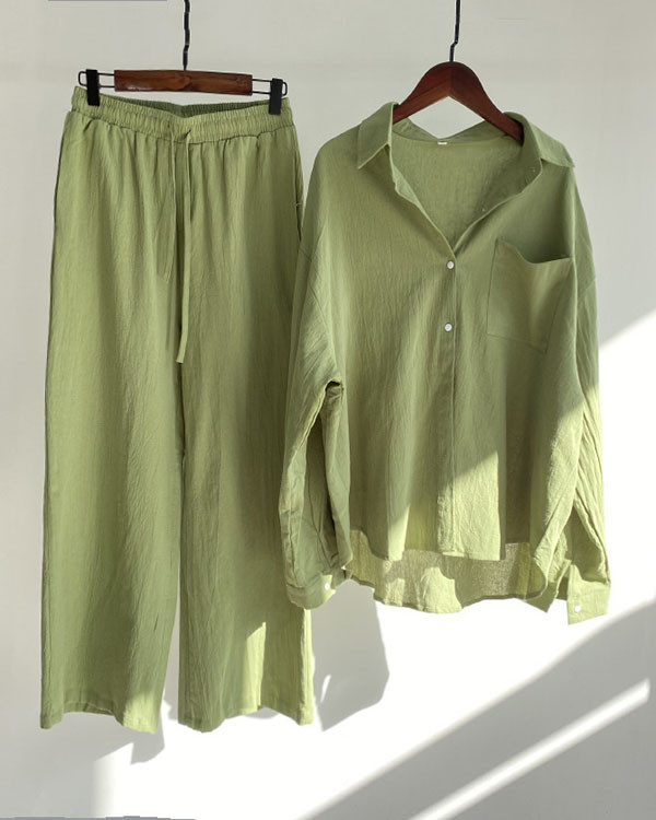 Linen Vintage Oversized Shirt Suits