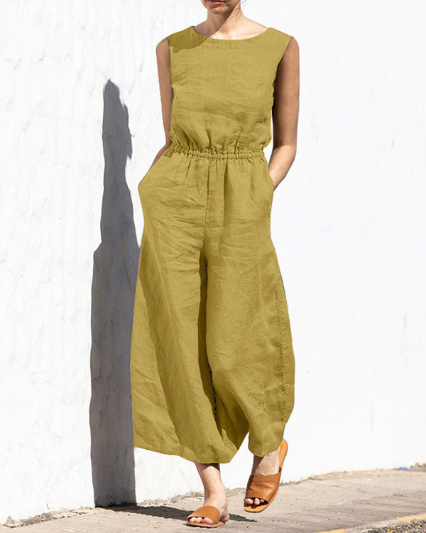 Casual Loose Temperament Solid Color Jumpsuit