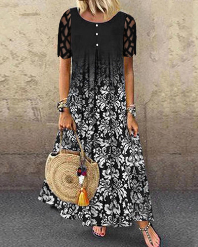 Lace Mid-sleeve Long Floral Dress