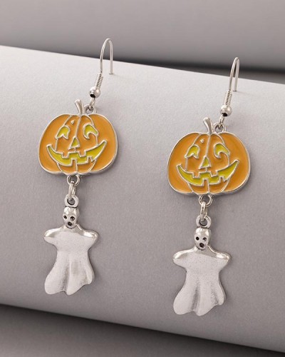 Halloween Pumpkin Fun Ghost Earrings