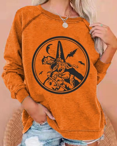 Halloween Pumpkin Print Sweatshirt