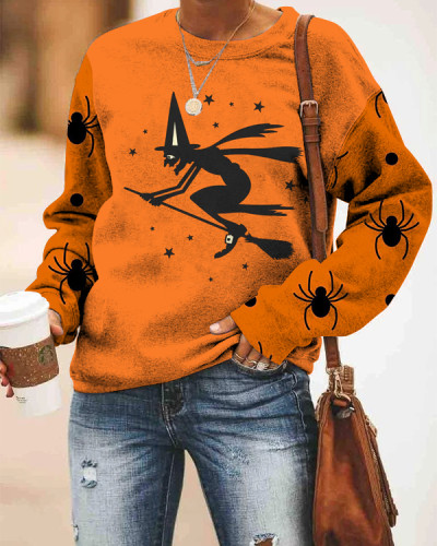 Women's Witch Print Loose Sweatshirt