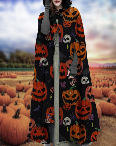 Halloween Cosplay Essentials Long Coat Women Hooded Cloak Button Robe