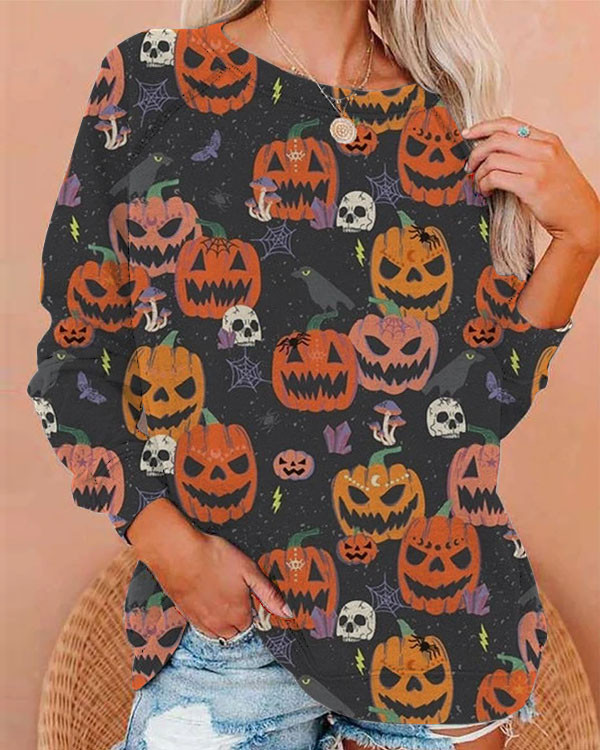 Women's Halloween  Print Loose Sweatshirt