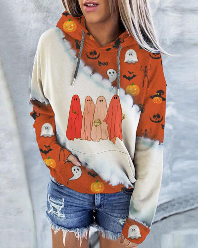 Women's Halloween Print Hoodie Long Sleeve Sweatshirt
