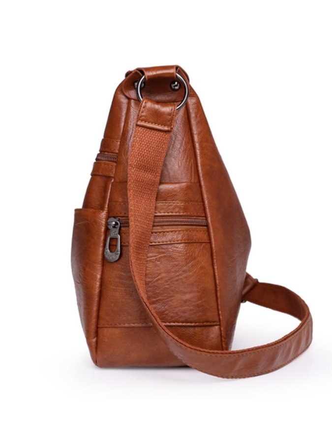 Women's retro soft leather large capacity one-shoulder messenger bag
