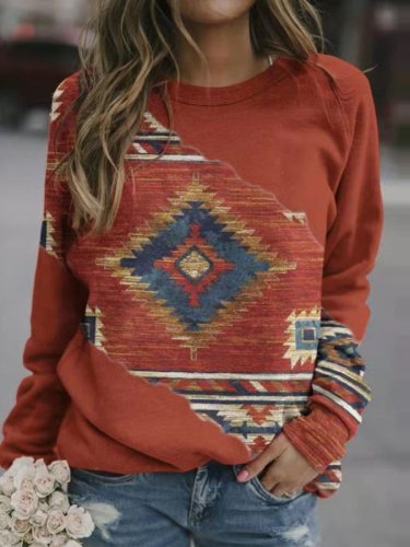 Casual Geometric Pattern Retro Sweatshirt