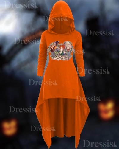 Halloween Literary Retro Hooded Dress