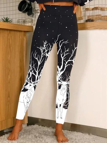 Snowflake Gradient Christmas Fawn Ombre Leggings