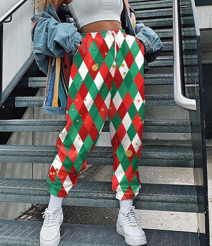 Christmas Harem Pants Casual Sports Drawstring Drawstring Pants