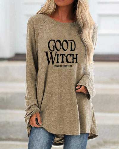 Good Witch Print Women's Loose Top