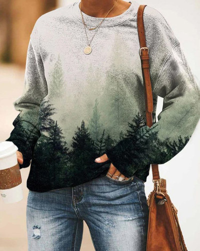 Forest In The Morning Printed Casual Sweatshirt