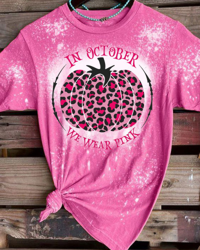 Pink Pumpkin Leopard Print T-Shirt