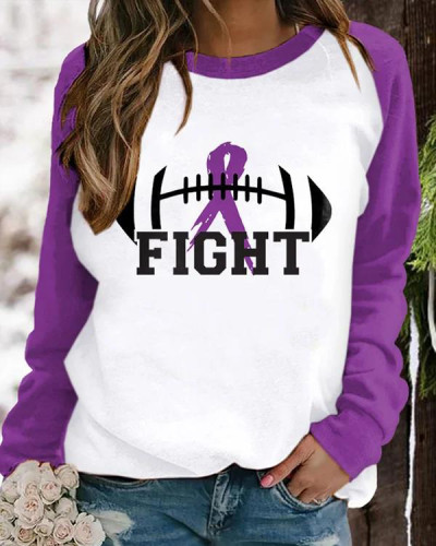 Domestic Violence Awareness Football Print Sweatshirt