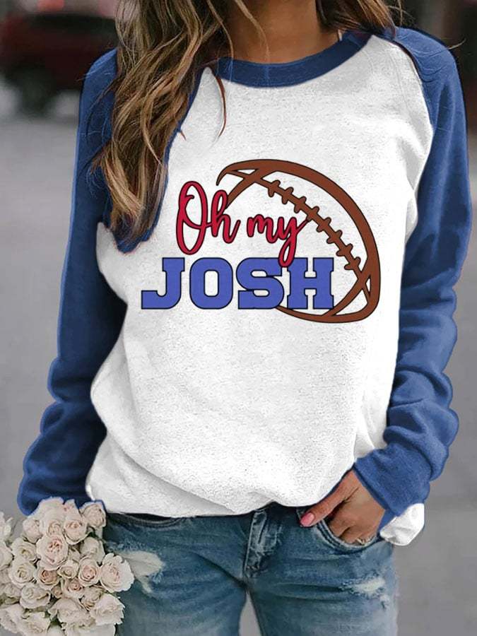 Women's OH MY JOSH Football Print Sweatshirt