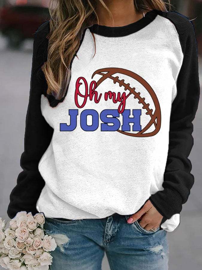 Women's OH MY JOSH Football Print Sweatshirt