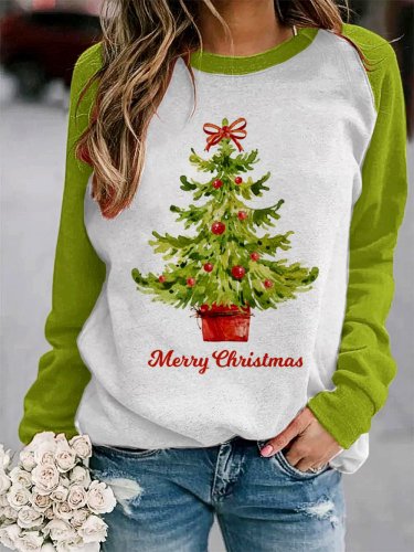 Women's Merry Christmas Tree🎄 Print Casual Sweatshirt