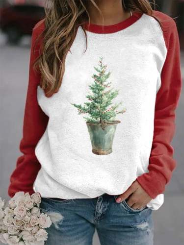 Women's Art Christmas Tree Casual Sweatshirt