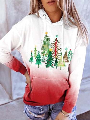 Women's Merry Christmas Tree Gradient Sweatshirt