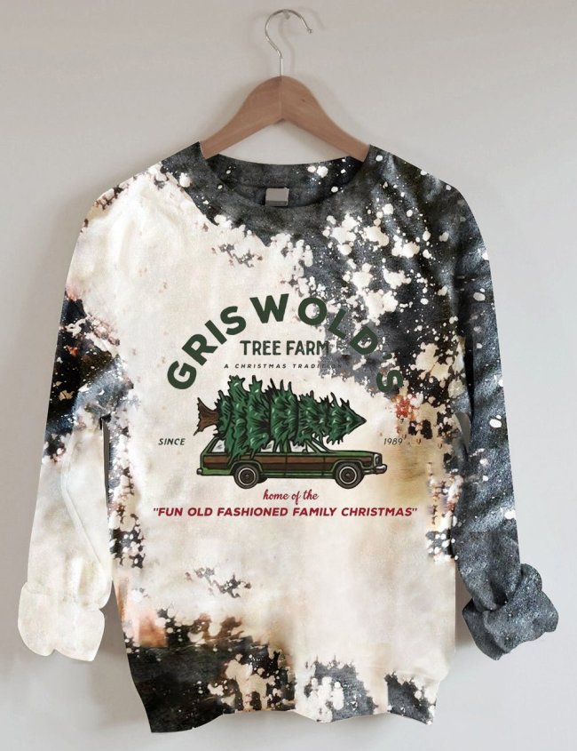 Women's Vintage Griswold Christmas Tie Dye Print Sweatshirt