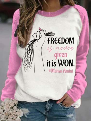 Mahsa Amini Women Rights Life Freedom Print Casual Sweatshirt