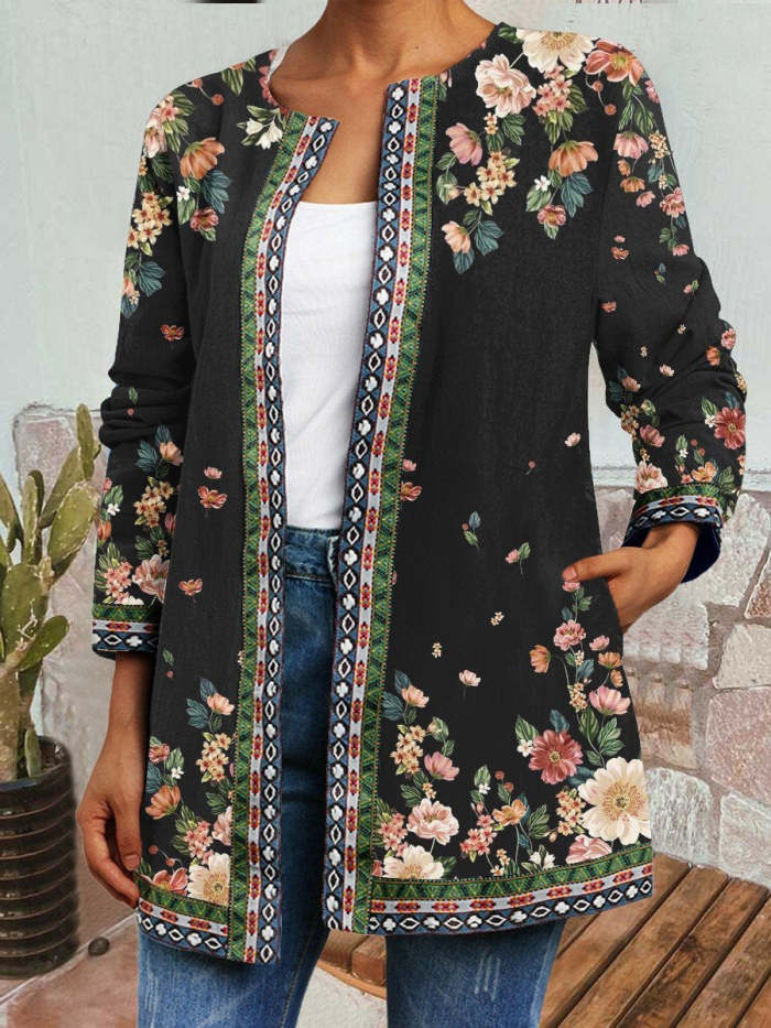 Women's Plant Flower Print Casual Sweatshirt