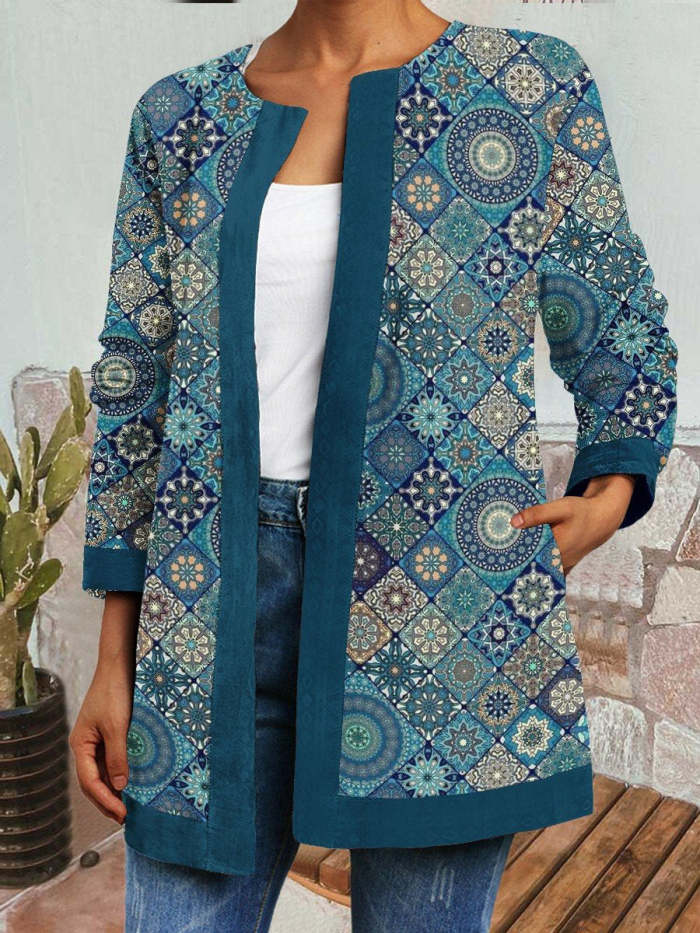 Women's Ethnic Pattern Print Casual Sweatshirt
