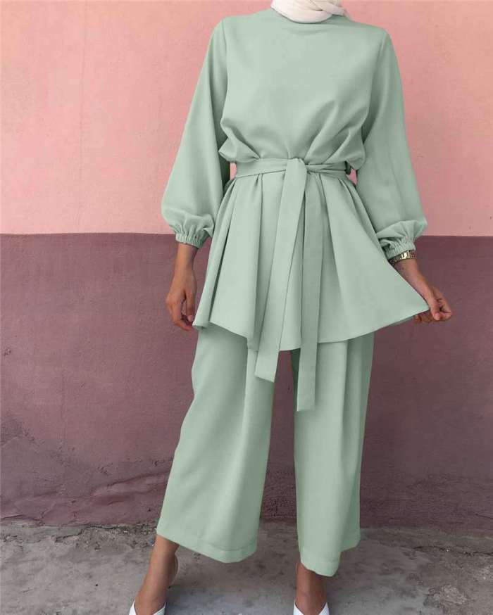 Casual Solid Color Long Sleeves Loose Set