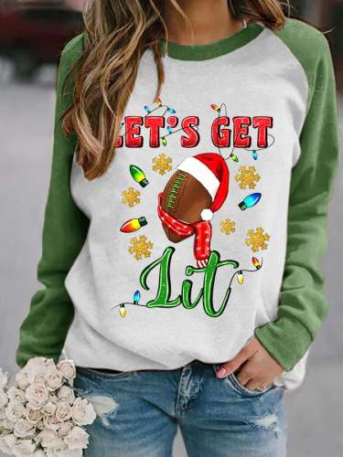 Women's Let's Get Lit Christmas Footbal Casual Sweatshirt