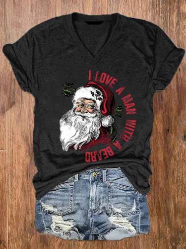 Women's I Love A Men With A Bearo Print Casual T-Shirt